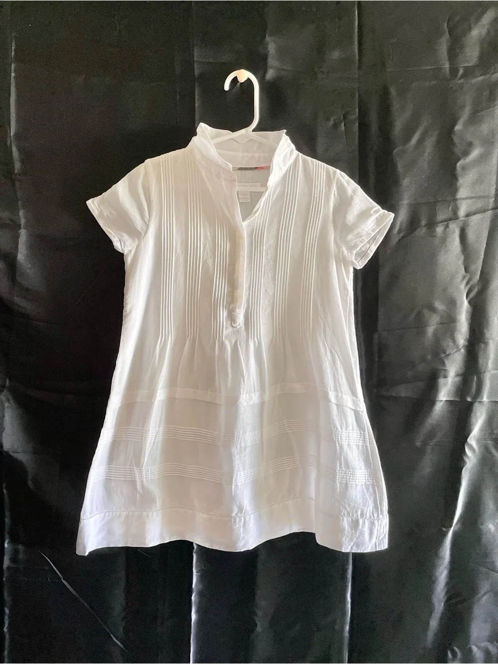 Burberry White Pintuck Short Sleeve Top